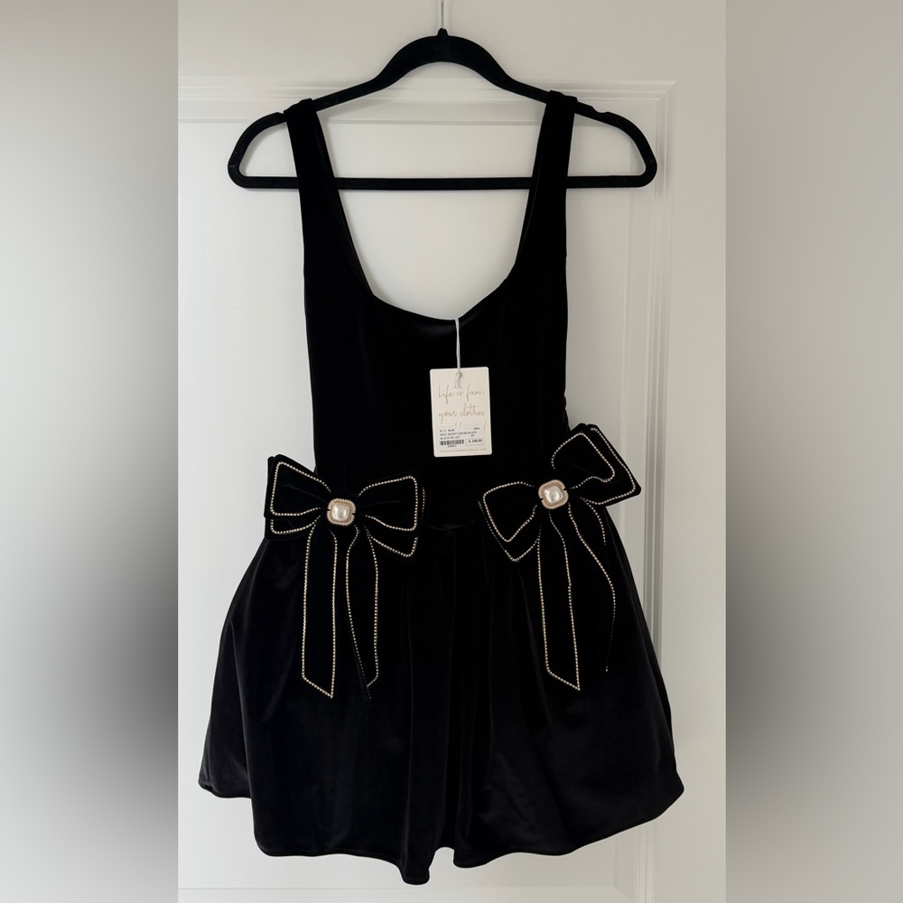 Show Me Your MuMu Black Mini Dress with Bow Accents